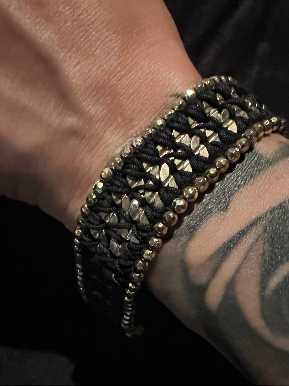 Stella & Dot Black and Gold Woven Bead Bracelet